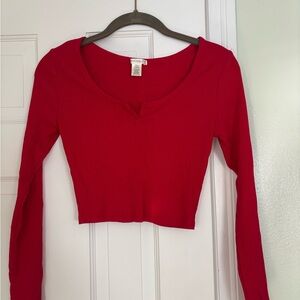 Bozzolo Red Long Sleeve Crop Top